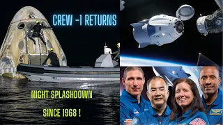 SpaceX Crew 1 returns to earth -  5 minutes  compilation