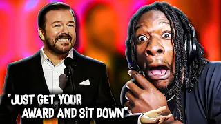 RICKY GERVAIS DESTROYS HOLLYWOOD!!! "Golden Globes Monologue" (COMEDY REACTION)