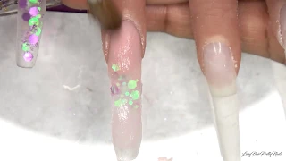 Acrylic Nails Tutorial - Encapsulated Nails - Purple Bling Nails with Nail Forms