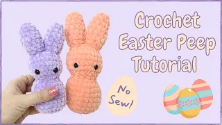 Quick Crochet Easter Peep/ Bunny Tutorial | Free No-Sew Amigurumi Animal Pattern for Beginners