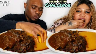 Asmr Goat Head Banga Peppersoup & Starch Speed Eating Challenge| Extreme Mukbang |Best Social Eating