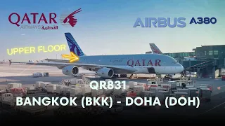 QATAR Airways Airbus A380 QR831 | 4K TRIP REPORT |  | Economy Class upper |  Bangkok BKK - Doha DOH