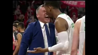 Šarūnas Jasikevičius reaction to B.Davies Žalgiris v Bamberg Brose 2018