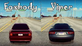 NFS Heat: Ford Mustang Foxbody vs SRT Viper GTS - Drag Race