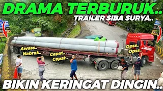 DRAMA TERSULIT & BURUK !!! Truk Trailer Siba Surya Bawa Paku Bumi Kewalahan Lewati Tanjakan Menikung