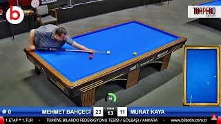 MEHMET BAHÇECİ vs MURAT KAYA | TÜRKİYE 3 BANT BİLARDO ŞAMPİYONASI A KATEGORİSİ 1.ETAP | billiards