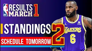 NBA Standings today | NBA games today. March 1, 2024 GAME RESULTS TODAY | Schedule & Scoreboard