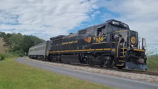 A Freshly Painted B32-8 Leads On Western Maryland Scenic Railroad At Helmstetter's Curve