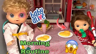 Baby alive Brothers Morning Routine ☀️ | Feeding and changing & Basbell & Soccer practice