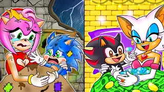 RICH SHADOW Family vs POOR SONIC Family - Sonic Sad Backstory - Sonic the Hedgehog 2 Animation