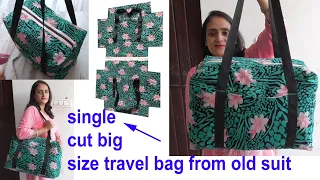 Old suit reuse - single cut - big size travel bag making at home / Diy bag making at home / sewing