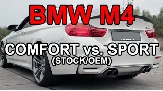 BMW M4 F82 STOCK OEM EXHAUST SOUND Comfort vs. Sport Mode - REV + ACCELERATION