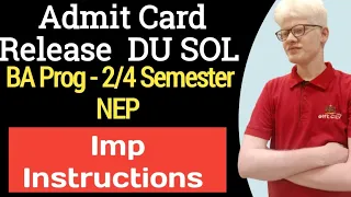 SOL BA Prog 2/4 Sem NEP Admit Card Release| sol ba prog 2nd / 4th Sem admit card release 2024