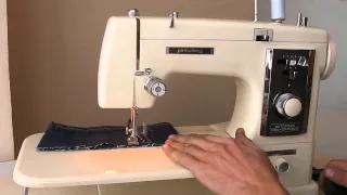 Sewing machine Швейная машина Privileg Nutzstich Voll Zick-Zack 470 test джинс, хб ткань, войлок