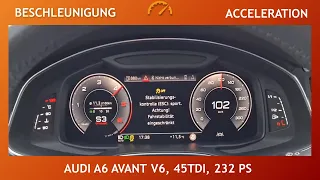 Audi A6 Avant V6, 45TDI, 232 PS, 0-100 km/h, 100-0 km/h, Beschleunigung, acceleration