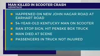 Man killed in crash while riding on scooter in Hermitage