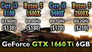 Core i3 8100 vs Ryzen 5 1600X vs Core i5 9400F vs Ryzen 5 2600X | GeForce GTX 1660 Ti 6GB