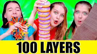 ASMR 100 Layers Food Challenge | Mukbang By LiLiBu