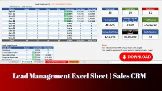 Lead Management Excel Sheet | Download Sales CRM in Excel | Video Tutorial #crm #crmsolutions