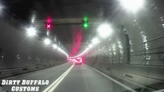 Going Through The Fort McHenry Tunnel Under The Baltimore Harbor (Patapsco River) On I-95 In MD