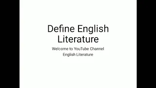 Define English Literature | What is English Literature | explain in Urdu Hindi English