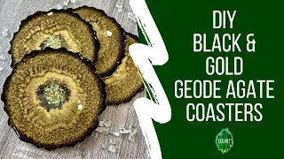 DIY Geode Agate Coasters Black & Gold Resin Art