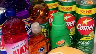 🍋 COMET, 💜 FABULOSO, 🩷 AJAX + 🧡 DAWN DS W/PINE RINSE #spongeasmr