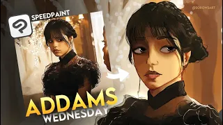 Wednesday Addams | Digital Painting | @Netflix   | Speedpaint ‎️‍🔥‎️‍🔥