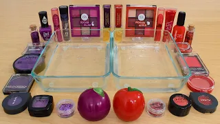 Plum Purple vs Red Apple - Mixing Makeup Eyeshadow Into Slime ASMR 299 Satisfying Slime Video