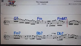 This masquerade/Carpenters💋노래방, 가라오케, 코드 큰 악보,반주,가사💖Karaoke, Sheet Music, Chord, MR