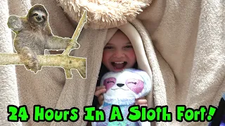24 Hours In A SLOTH Blanket Fort!
