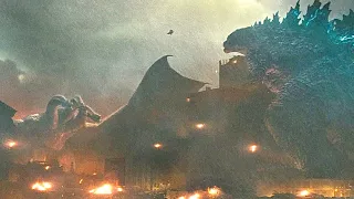 Godzilla & Mothra vs Ghidorah & Rodan (no background music) - Godzilla: King of the Monsters