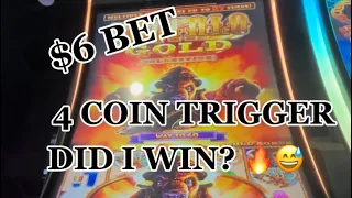 I LANDED A 4 COIN BONUS ON BUFFALO GOLD! $6 BET! 🔥