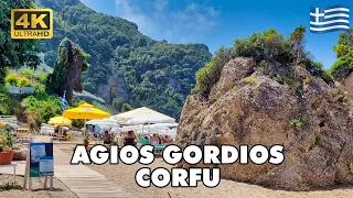 AGIOS GORDIOS Corfu Island Greece 🇬🇷 ⭐ Postcard-Perfect Destination | Sandy Beach 🏖️  [4K UHD]