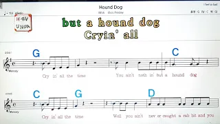 Hound dog/Elvis Presley💋노래방, 가라오케, 코드 큰 악보,반주,가사💖Karaoke, Sheet Music, Chord, MR