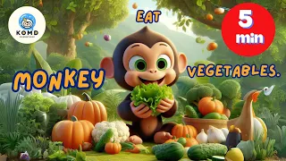Monkey eat vegetables ลิงกินผัก  - THE BEST Nursery Rhymes and Songs for Children | KOMD