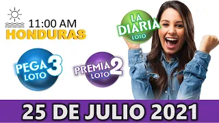 Sorteo 11 AM Resultado Loto Honduras, La Diaria, Pega 3, Premia 2, Domingo 25 de julio 2021 |✅🥇🔥💰