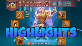 Lords Mobile - Emperor highlights. Taking triple rallies. Best moments. Piloting DOM account