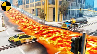 Cars vs Lava Crosses Road #2 😱 BeamNG.Drive