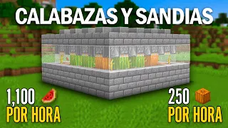 Granja de Calabazas y Sandias Minecraft 1.19 Java y Bedrock Tutorial - 1,100 por Hora!