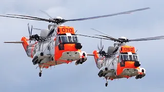 RNoAF Sea King Helicopters make low pass | Stord airport, september 2022