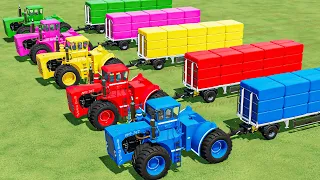 GIANT TRACTORS OF COLORS! TRANSPORT BIG BALES TO WATER SLIDE W/ GIANT TRACTORS! FS22