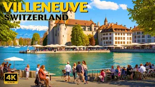 Spring in Villeneuve, Switzerland 🇨🇭 Walking Tour 4K