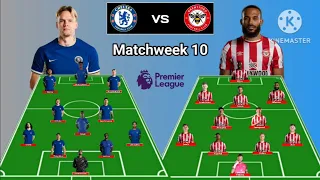 Chelsea vs Brentford ~ Head To Head Line Up Matchweek 10 Premier League 2023/2024