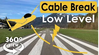 Cable Break at Low Level - Glider Winch Launch - 360º view - 4K