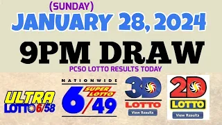 Lotto Result Today 9pm draw January 28,2024 6/58 6/49 Swertres Ez2 PCSO#lotto