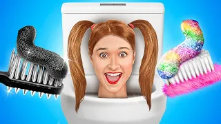 ЭКСТРИМНЫЕ ХАСКИ РОДИТЕЛЕЙ 😱 Must Try Gadgets for Toilet 🚽 Идеи умных родителей от 123 GO!