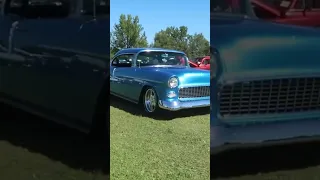 Two 1955 Chevy Bel Air Classic Cars. Car Show. Hot Rods. Tri-5 Chevys. Car Cruise.