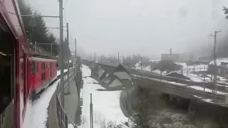 Switzerland: Arriving into Goschenen on a Matterhorn-Gotthard-Bahn (MGB) service from Andermatt