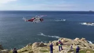 Dramatic airlft rescue at Sennen, Cornwall